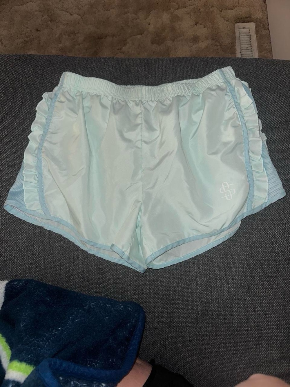 Light Mint Ruffle-Trim Women’s Athletic Shorts